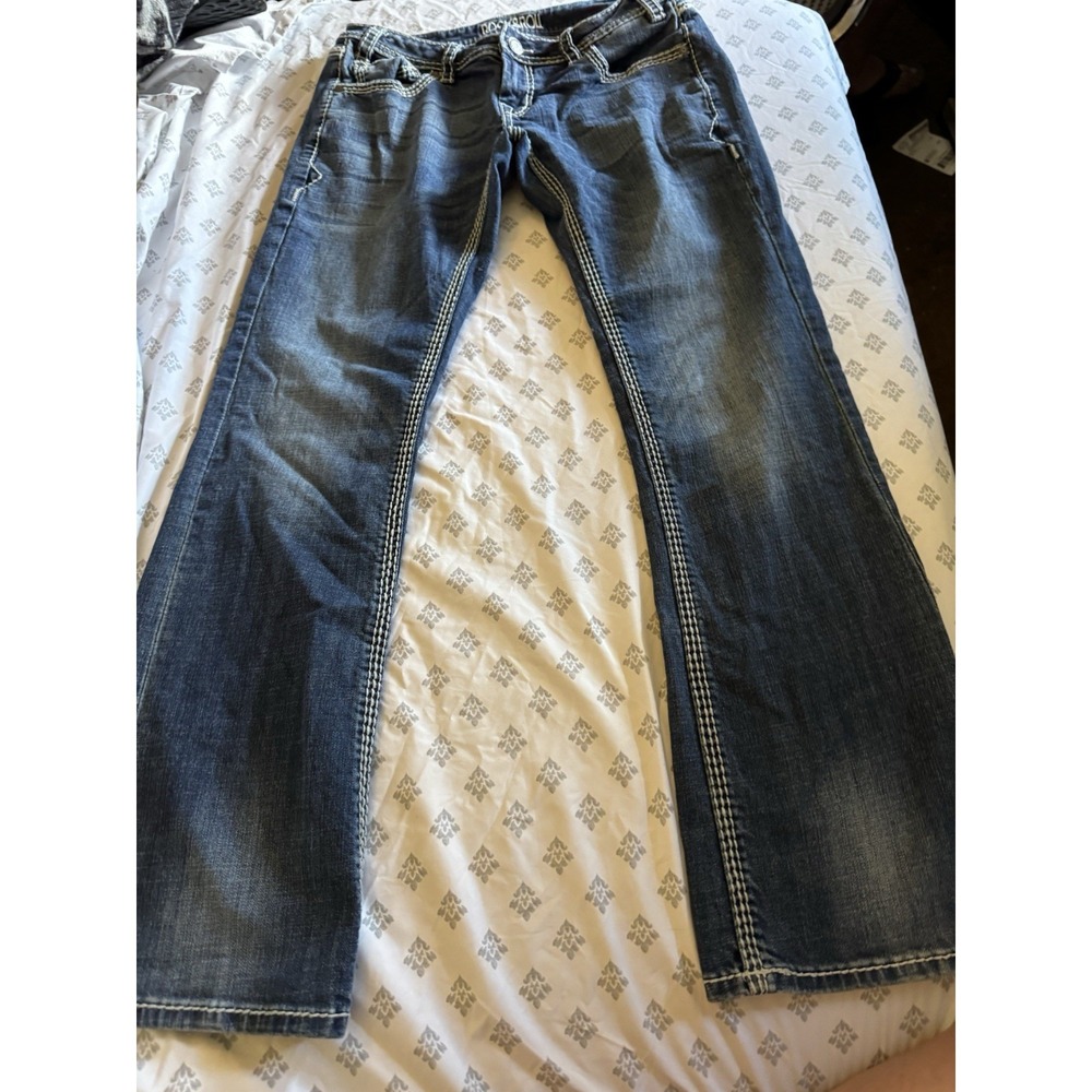 Women's Rock&Roll Cowgirl Jeans Low Rise Size 31x32" Thick Stitch CT1